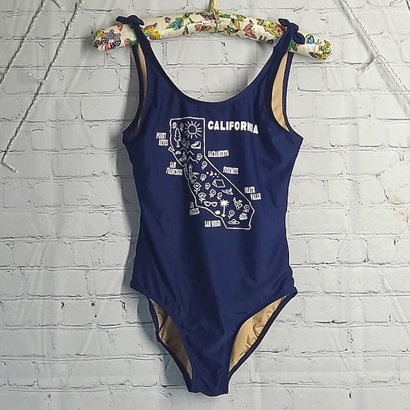 Old Navy Other - Old Navy California State Outline One Piece Navy Blue Bathing Suit Swim Womens S
